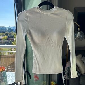 OGL White Long Sleeve Women's Top with Built in Bra Pads